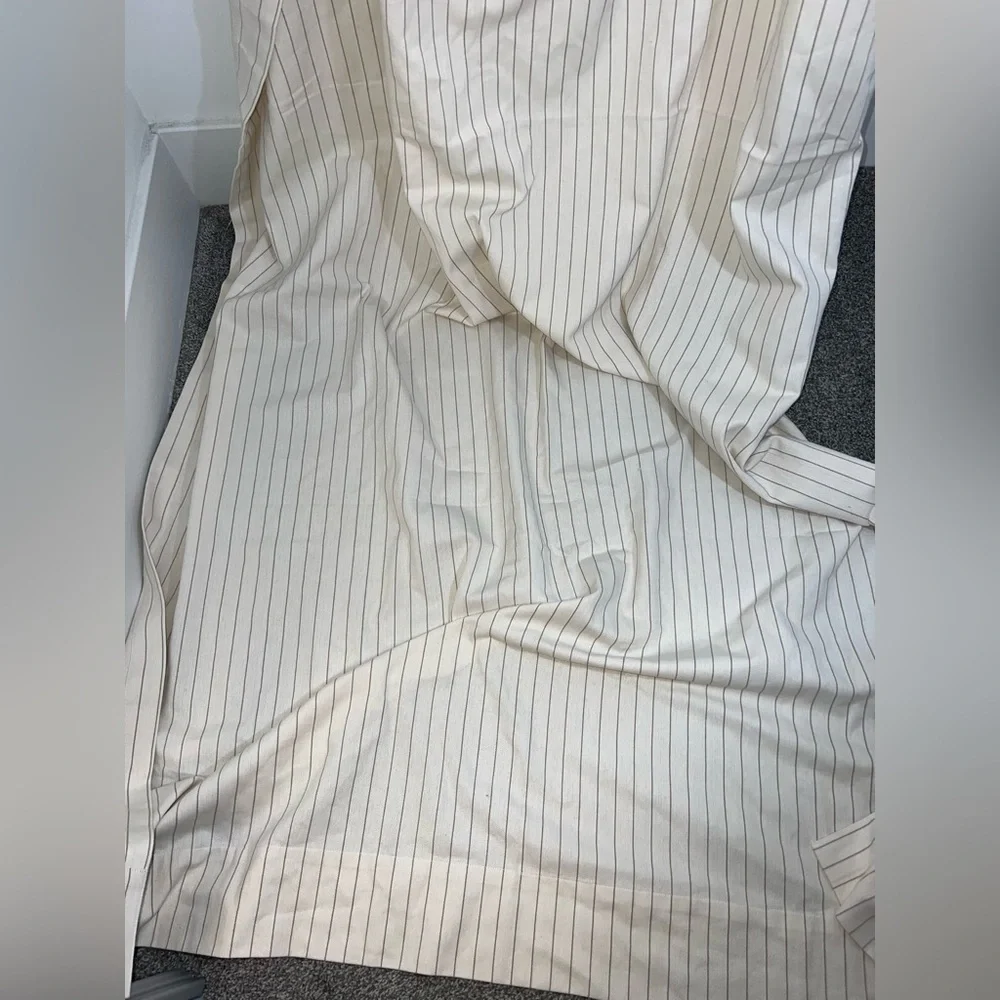 Anthropologie Ticking Stripe Cotton Woven Curtain 1 panel neutral